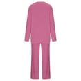 thumbnail image 5 of Women Fleece Pajamas Set Warm Winter Clearance,Women's 2 Piece Outfits Fuzzy Fleece Pajama Set Solid Long Sleeve Top Wide Leg Pants Loungewear, 5 of 7