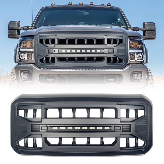 American Modified AMFMFA00105 Front Armor Grille with LED for Ford F250