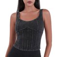 thumbnail image 2 of vigerkar Denim Corset Top for Women Going Out Jean Crop Tank Tops Trendy Sleeveless Slim Fit Workout Top (Dark Gray, S), 2 of 7