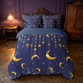 thumbnail image 3 of Homewish Dreamy Moon Stars Queen Bedding, Gold Navy Blue Bedding Comforter Set Queen, Navy Blue Reversible 7pcs, 3 of 7