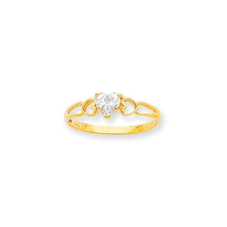 Roy Rose Jewelry 10K Yellow Gold Genuine White Topaz Birthstone Ring - Size: 6