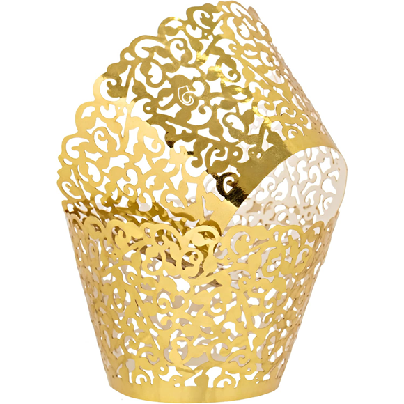 100Pcs Cupcake Wrappers Artistic Bake Cake Paper Filigree Little Vine Lace Laser Cut Liner Baking Cup