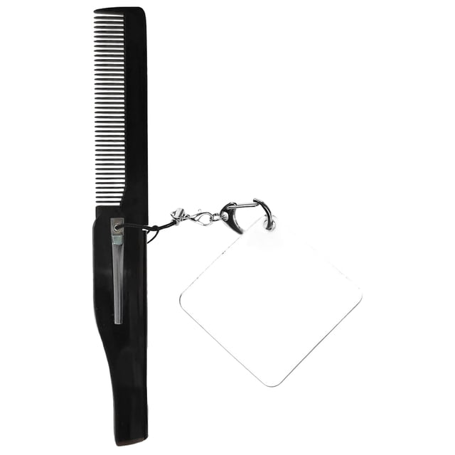 Portable Foldable Comb Travel Folding Pocket Comb Beard Comb Fine Tooth Comb Keychain Square Mirror for Men