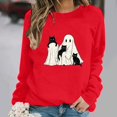 thumbnail image 2 of Turilly Cute Women's Halloween Graphic Pullover Sweatshirt Long Sleeve Crewneck Ghost with Cats Design for Festive Fall Outings, 2 of 6