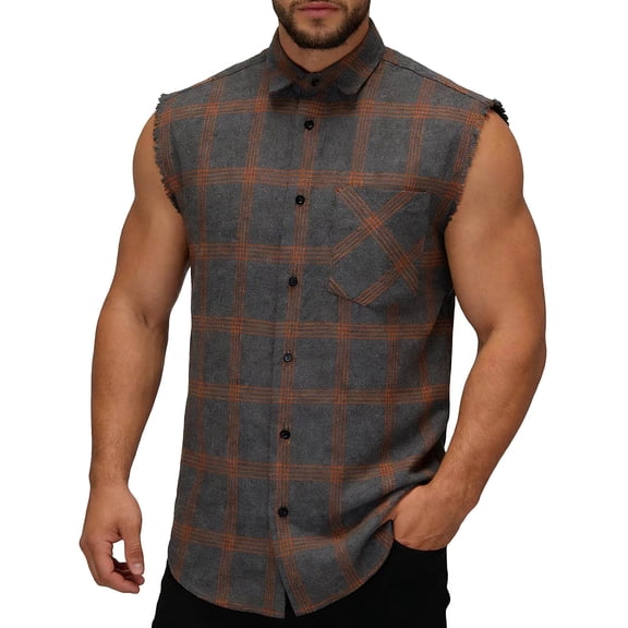 Yaoyar Mens Sleeveless Shirt Casual Summer Tank Top Button Up Sleeveless Beach Shirts with Chest Pocket