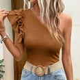 thumbnail image 6 of Kaemgyyd Off the Shoulder Tops for Women Breathable Loose Ruffle Sleeveless Blouse Trendy Slim Fit Backless Boho Shirts, 6 of 6