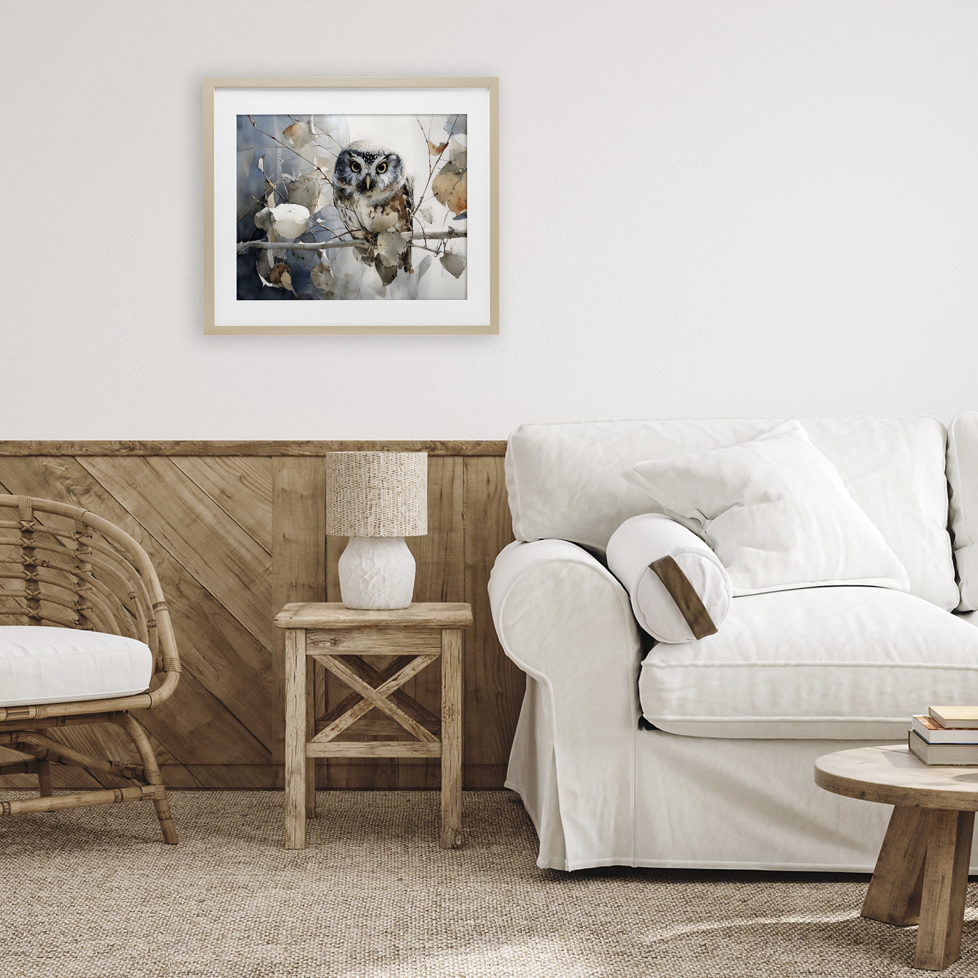 Stupell Industries Hoot Owl on Autumn Branch Birch Framed Print Under Glass, design by Franklyn Gregory