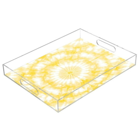

Acrylic Tray 15.7*11.8*1.9 Inch Transparent Tray Food Tray Tea Cup Tray Serving Trays Cosmetics Storage Kitchen Table Bathroom Sundry Storage Pretty Light Yellow Tie Dye