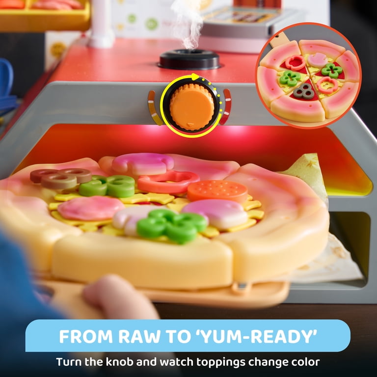 Lalalark 78 Pcs Play Kitchen Food Toy, Pizza Oven with Smoke and