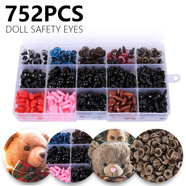 erioctry 100PCS Black Plastic Safety Eyes Noses Kit pour Bricolage Crafts Crafts de Couture pour Les Jouets en Peluche Animal Doll Doll Diamètre-3mm 