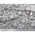 thumbnail image 3 of Soimoi Grey polyester Crepe Fabric Filigree Damask Printed Fabric 1 Yard 42 Inch Wide, 3 of 3