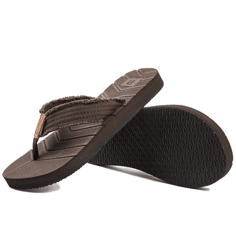 WOTTE Men s Flip Flop Classic Shockproof Sandals Non Slip Thong Shoes Size 16 Brown