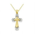 thumbnail image 1 of 14K Yellow and White Gold Cross Pendant Necklace with Chain, 1 of 3