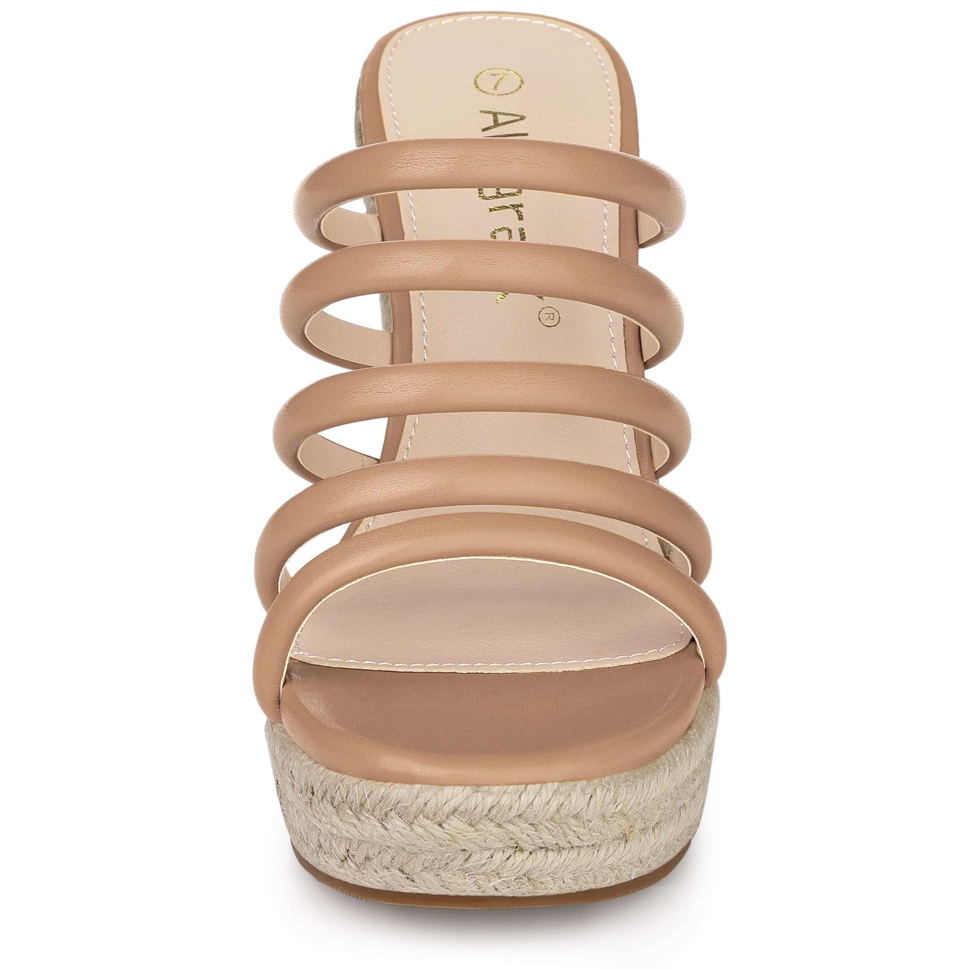 DARING DIVA Women's Platform Strappy Wedges Sandals Nude US 9/UK 7/EU 40