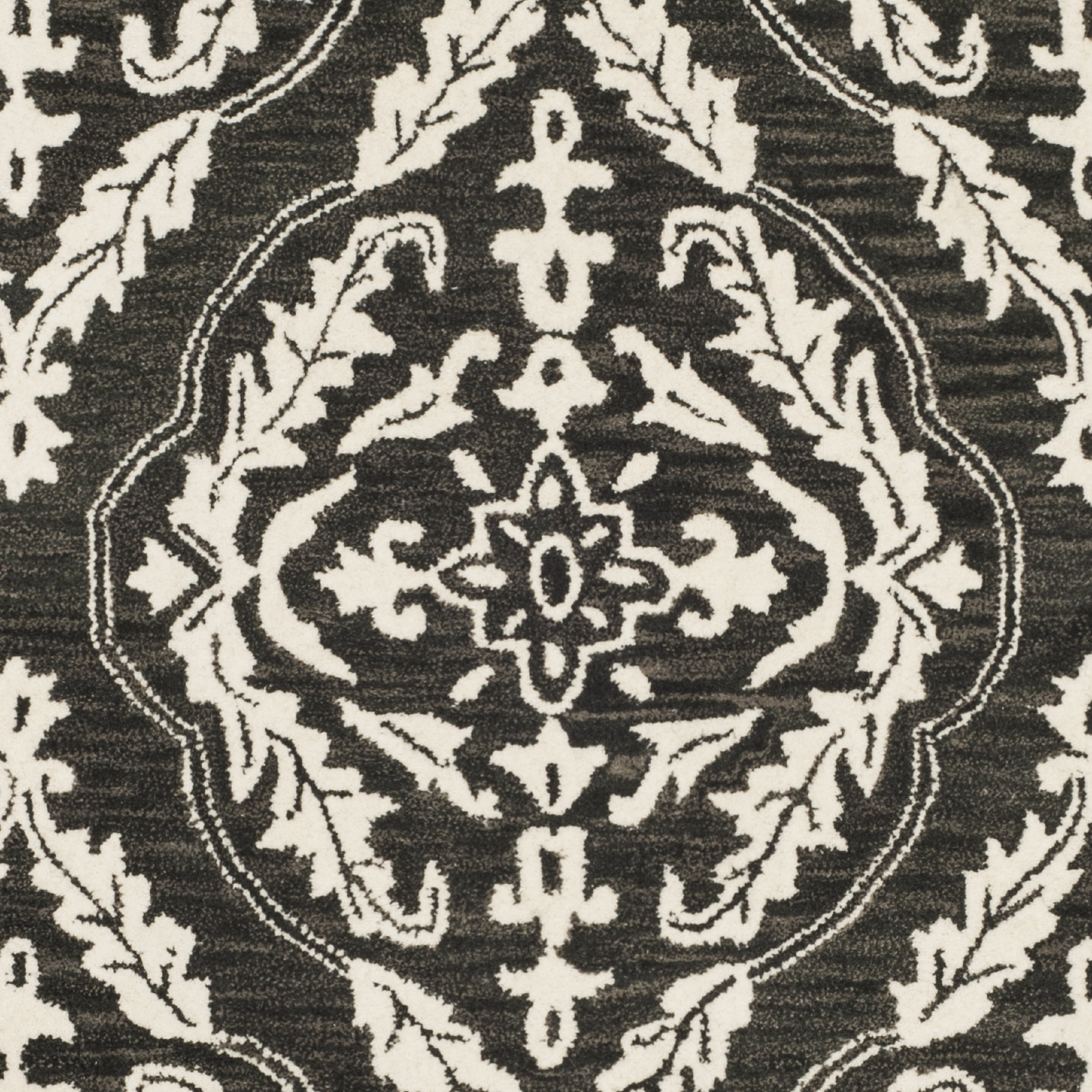 SAFAVIEH Blossom Frieda Damask Floral Wool Area Rug, Charcoal/Ivory, 5' x 8'