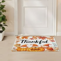 ALAZA Thankful Fall Season Door Mat Outdoor Indoor Entrance Low Profile Floor Rugs 32"x20"