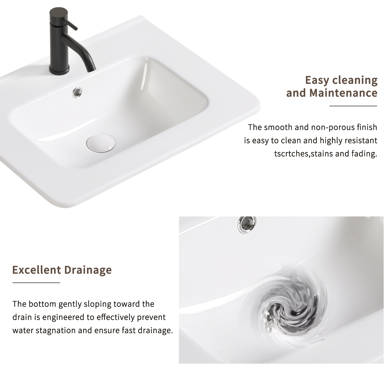 LiviNest Bathroom Vanity Sink: Modern Porcelain Countertop Basin - Pre-Drilled Single Hole Design for Rental Property & Airbnb Bathroom Installation