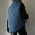 thumbnail image 4 of VISALY Puffer Vest Women Plain Colored Sleeveless Quilted Jacket Lightweight Snap Zip Up Button Stand-Up Collar Down with Pockets Outerwear for Winter Blue L, 4 of 6