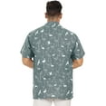 thumbnail image 5 of LA LEELA Men's Funky Hawaiian Shirt Cotton Linen Effect Button Down Casual Beach Funny Shirts For Men L Slate, Flamingo Summer, 5 of 6