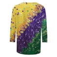 thumbnail image 3 of Visit the JURANMO Store Womens Fashion Tunic Tops Funny Mask Graphic 3/4 Sleeve Mardi Gras T Shirts Lightweight Carnival Party Tees Purple XL, 3 of 5