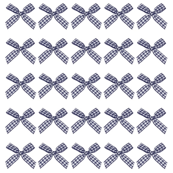 Uxcell 1.5 Inch Mini Satin Ribbon Bows, 100 Pcs Bowknot Flowers DIY Craft Ribbon Appliques for Gifts Navy Blue