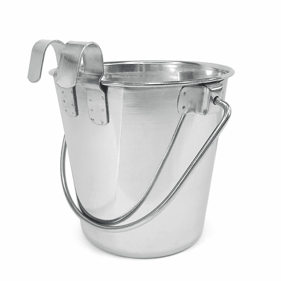 PetYupp Stainless Steel Flat Side Bucket with Hooks - Half Gallon