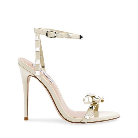 Steve Madden Bradshaw-S Bone Leather Open Toe High Heeled Single Sole Sandals (6.5, Bone)