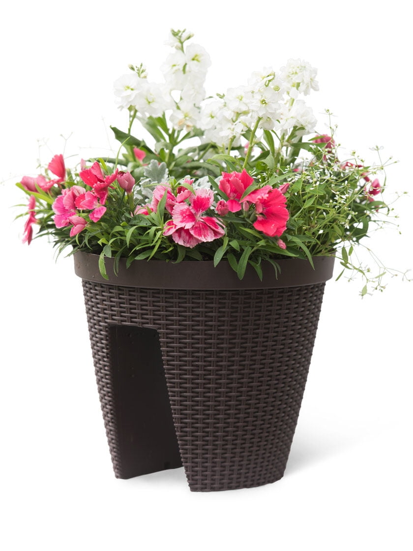 Weave Round Railing Planter, 11”