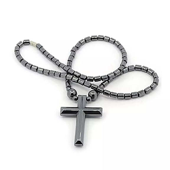 Unisex Saint Cross Non-Strong Hematite Pendant Necklace Black 18" Z452