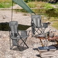 thumbnail image 5 of 2 Pack Outdoor Camping Chairs, Folding/Foldable/Portable Chairs with Cooler Pouch, Mesh Backrest and Cup Holder Pocket for Camping, Hiking, Beach, Grey, 5 of 5