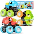 thumbnail image 1 of Lalalark Monster Truck Toys para niños de 3, 4 y 5 años  Paquete de 3 juguetes de dinosaurio con potencia de fricción 360 giratorios Push And Go Cars  Acción de subir y bajar regalos de cumpleaños d, 1 of 5