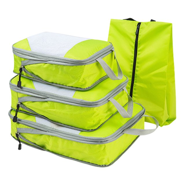 Qarigey 4 paquetes/lote viaje con facilidad usando cubos de embalaje de compresión de viaje fáciles de empacar y viajar Envolturas para manijas de equipaje verde