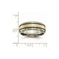 thumbnail image 2 of Titanium Brushed Polished Antiqued Oxidized 14k Gold Inlay 8mm Brush/Antique Band Size 12 Ring for Women and Men, 2 of 2
