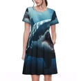 thumbnail image 1 of Vsdgher Robes Maxi Midi Décontractées 3D Requin Réaliste pour Femmes Été 2025 Manches Courtes Légères Col Rond Robe de Plage, 1 of 6