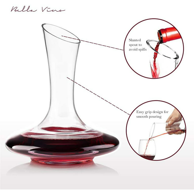 Bella Vino Premium Crystal Glass Tannin Softening 1200ml Elegant Wine  Decanter