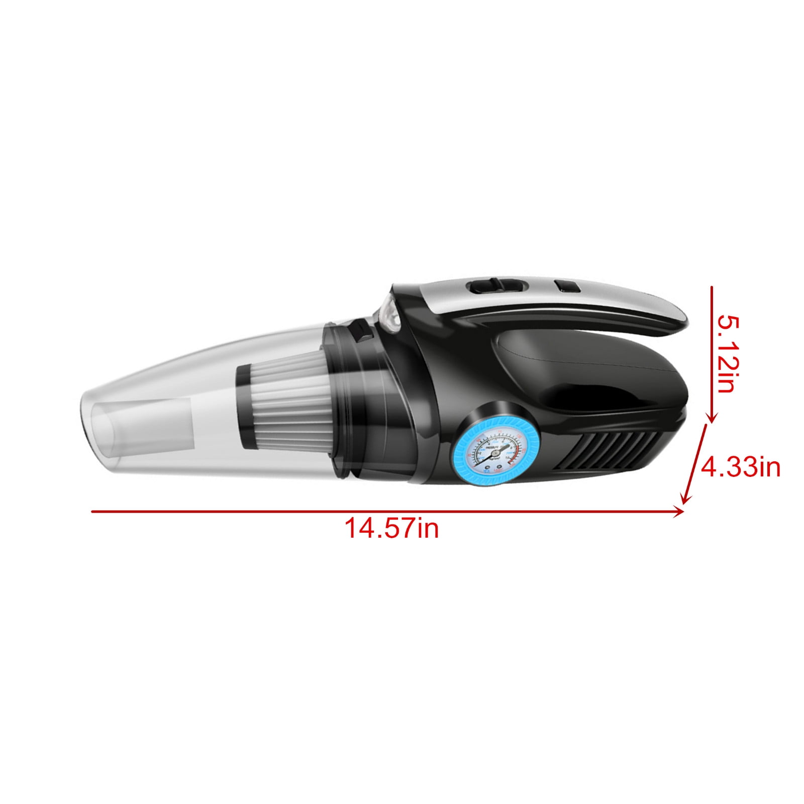 maxiaoxia 4-in-1 Car Vacuum Cleaner Tire Inflator, Portable Car Vacuum Cleaner 6000PA/120W/DC 12V with Led Light, Handheld Vacuum with Pump（Wireless Pointer Version for Both Home and Car）