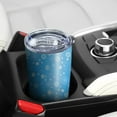 thumbnail image 5 of 20oz Tumblers Blue Christmas Snowflake Pattern Stainless Steel Vacuum Insulated Double Wall Travel Tumbler Cups Mug with Lid and Straw,Cleaning Brush for Cold & Hot Drinks, 5 of 7