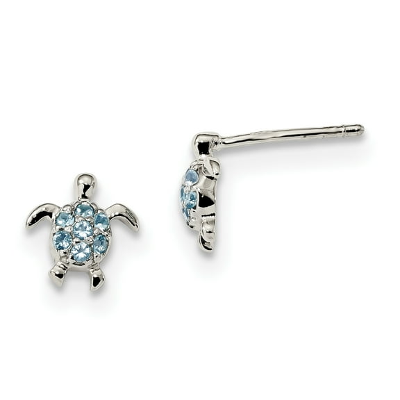 Primal Silver Sterling Silver Cubic Zirconia Turtle Post Earrings