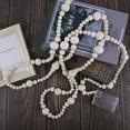 thumbnail image 6 of 7ft Wood beads garland for Christmas Tree I Farmhouse decor Boho Home Decor Rustic French Country Home Wooden Beaded Gralands I Natural Boho Decorations Wall Hanging Prayer Beads White Xmas charm, 6 of 6