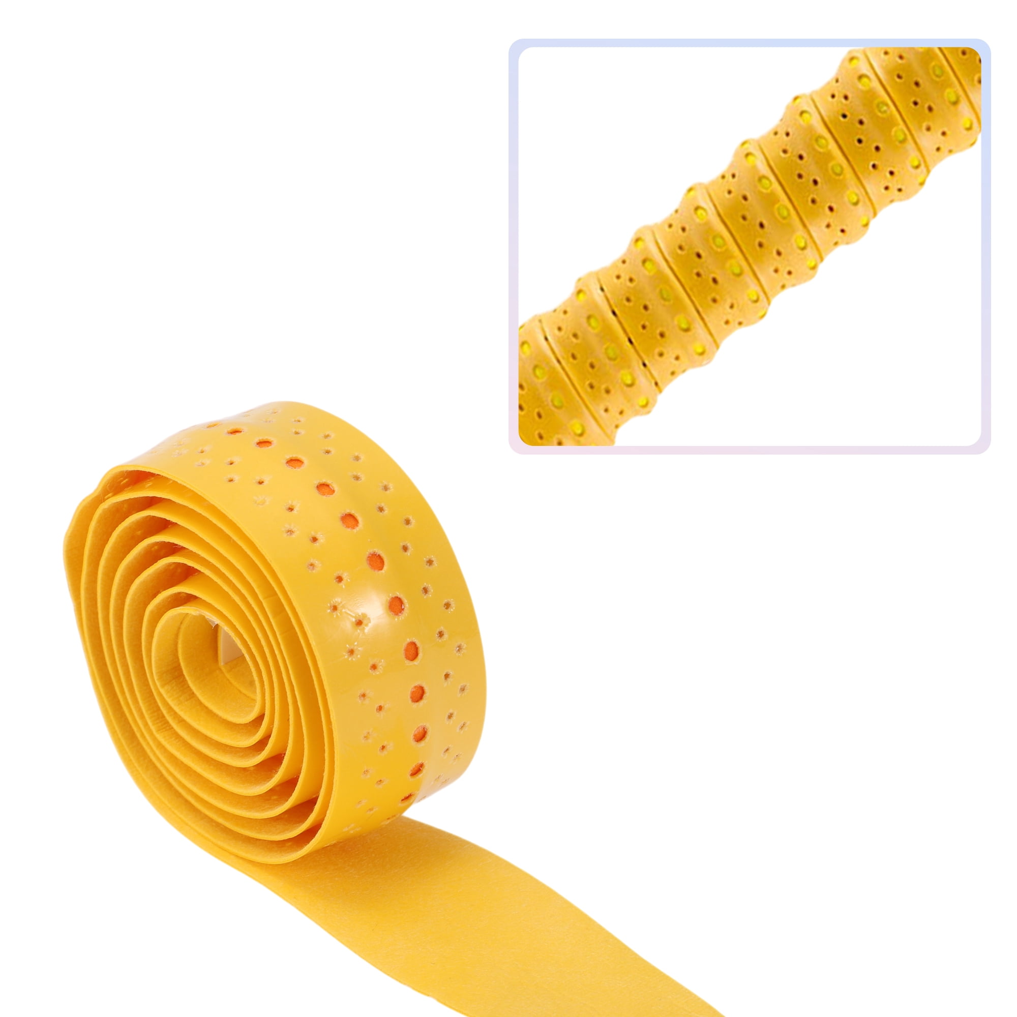 Unique Bargains 2 Pcs Tennis Racket Grip Tape Dry Overgrip Tape Yellow Orange