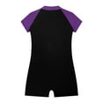 thumbnail image 4 of YONGHS Kids Girls Short Sleeve Zipper One Piece Swimsuit Beach Bathing Suit Swimming Training Jumpsuit Purple-B 6, 4 of 5