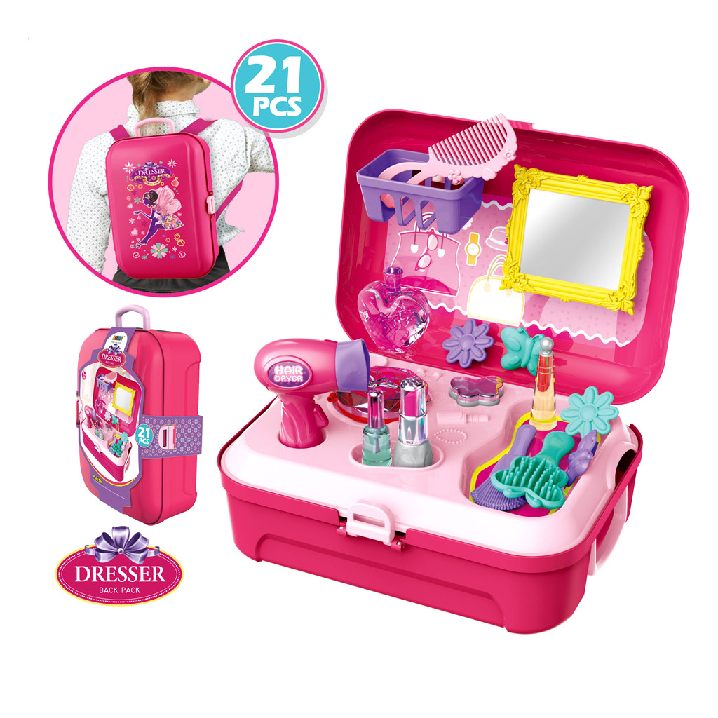 Vanity Make Up Case And Cosmetic Set With Pretend Play Kids Beauty