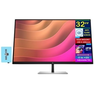HP 32" 4K USB-C Monitor with 5ms Response Time, Anti Glare, Flicker Free, VESA Mount (100mm), Displayport, HDMI & Dockztorm USB Port Expander, Black/Silver (2025 Latest Model)