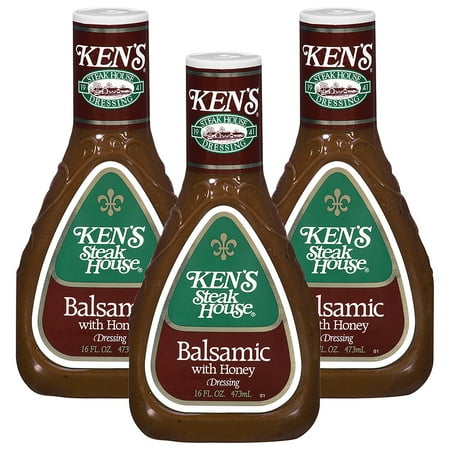 (3 Pack) Ken's Steakhouse Dressing, Balsamic with Honey, 16 Fl Oz