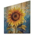 thumbnail image 2 of Designart "Golden Sunflowers in Yellow and Blue II" Floral Print on Natural Pine Wood, 2 of 5