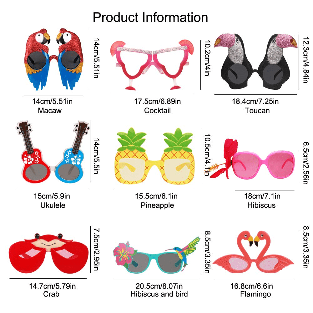 9 Pairs Luau Sunglasses - Hawaiian Party Favors, Fun Tropical Fancy Dress Props Amazon.com: Ocean Line Luau Party Sunglasses - 9 Pairs Funny  main image 2