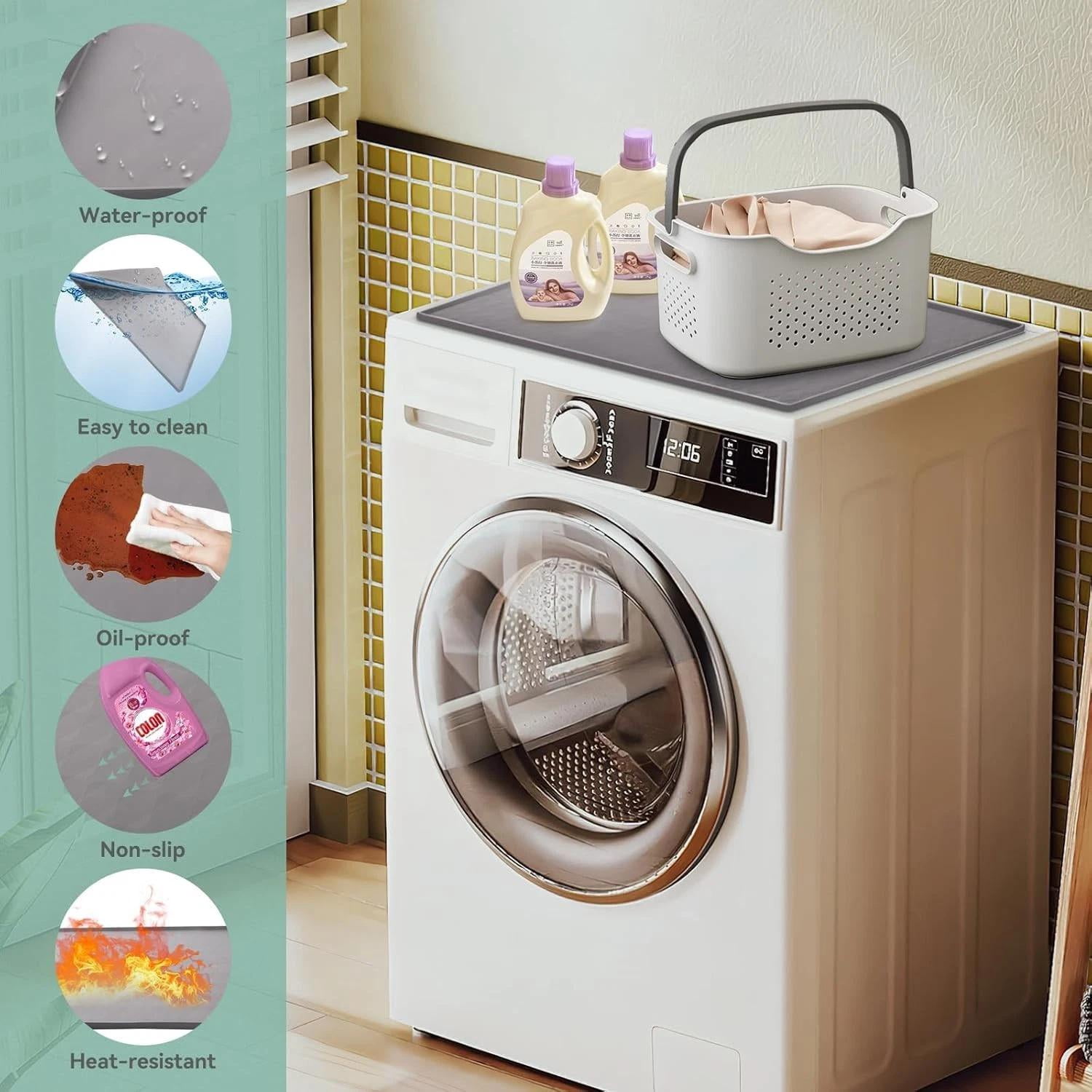 Washer and Dryer Top Protector Mat,23.6“ x 19.7" Silicone Rubber Mat for Laud...