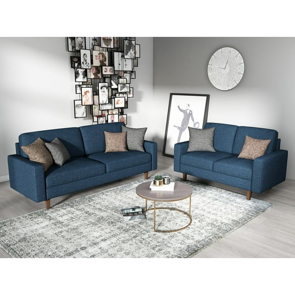 Uspridefurniture Isata 2Pcs Polyester Standard Living Room Set,Blue