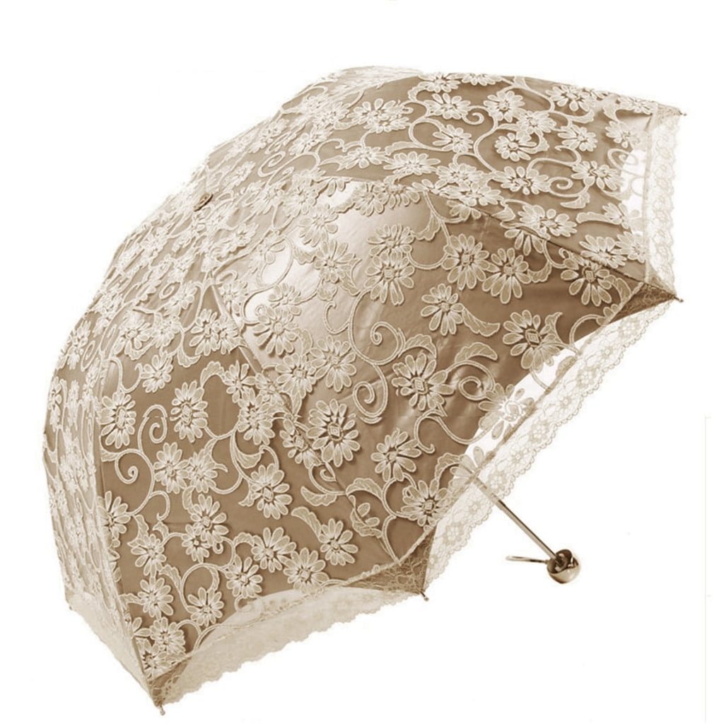 lanema Luxury Flower Umbrella Rain Women 3 Folding Double Layer Lace Up Parasol