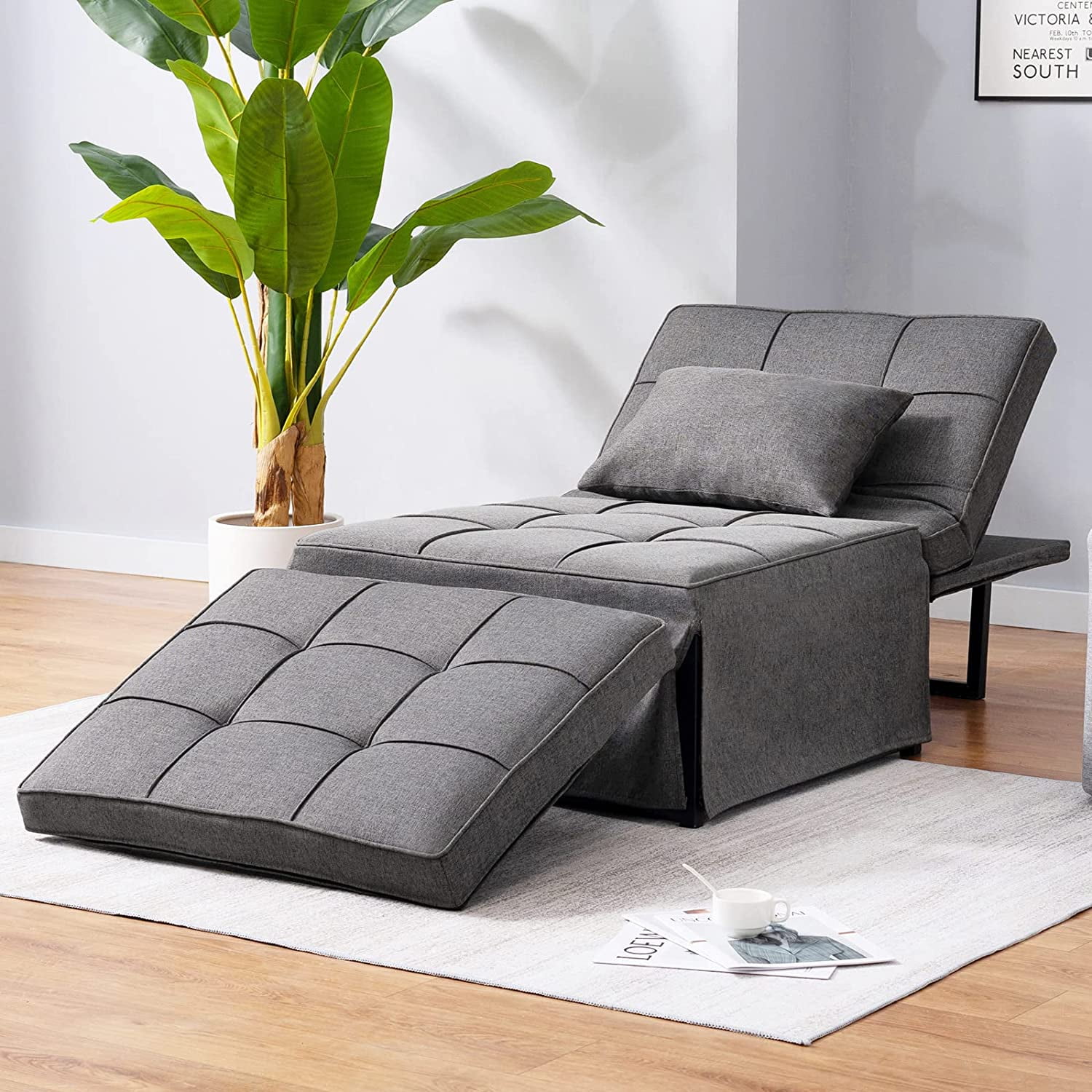 Mixoy Folding Ottoman Sofa Bed, Modern 4 in 1 MutilFunction Linen
